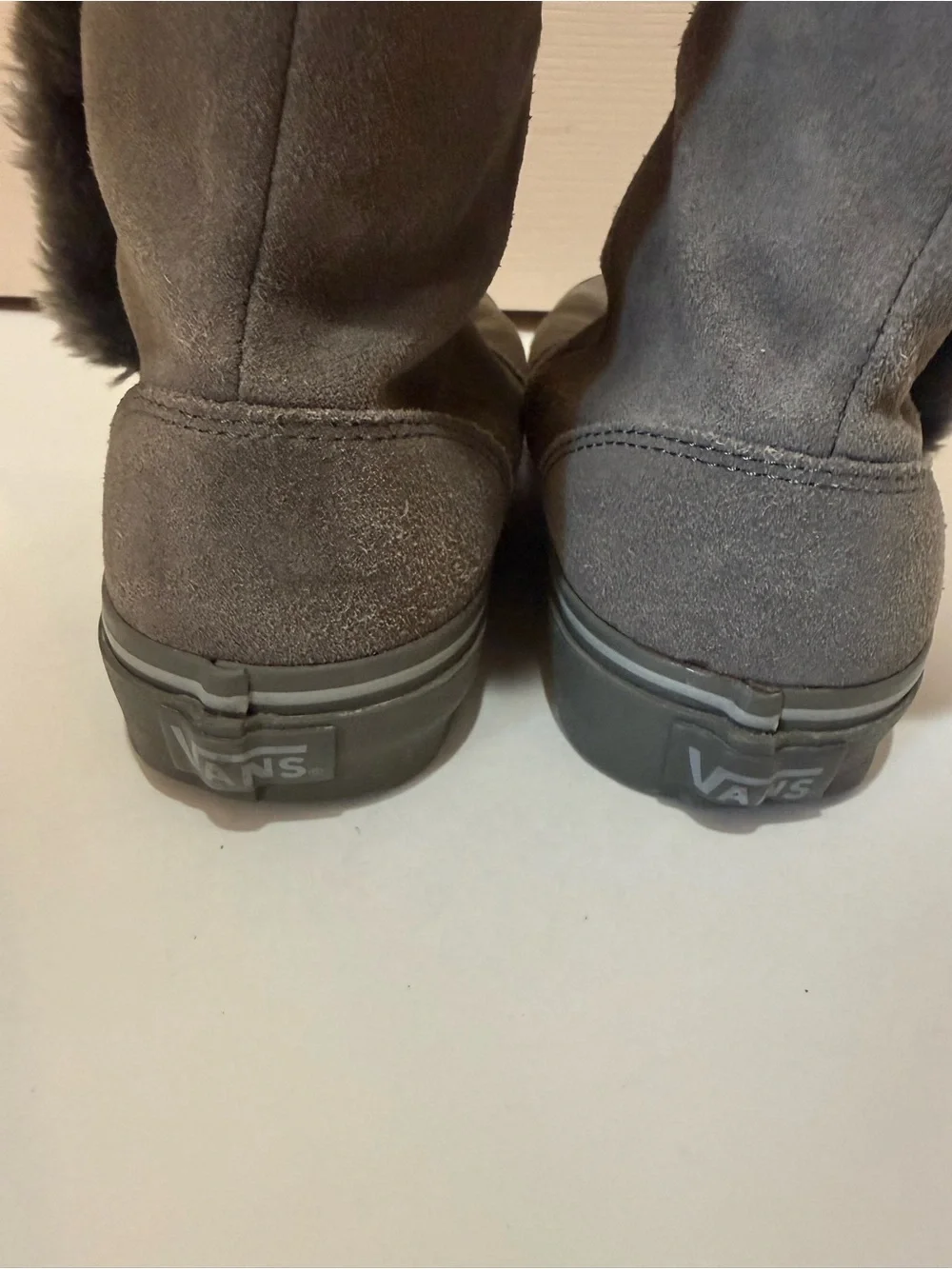 Vans Phoebe Women's Tall Faux-Fur Trim Suede Winter Boots in Gray